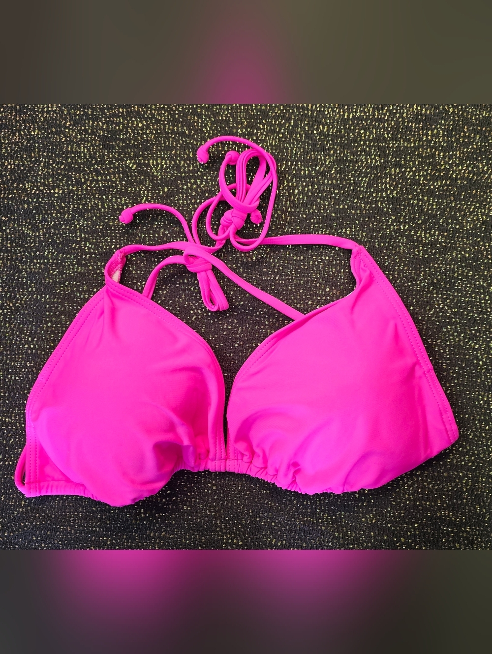 Amazon Hot Pink Triangle Bikini Top